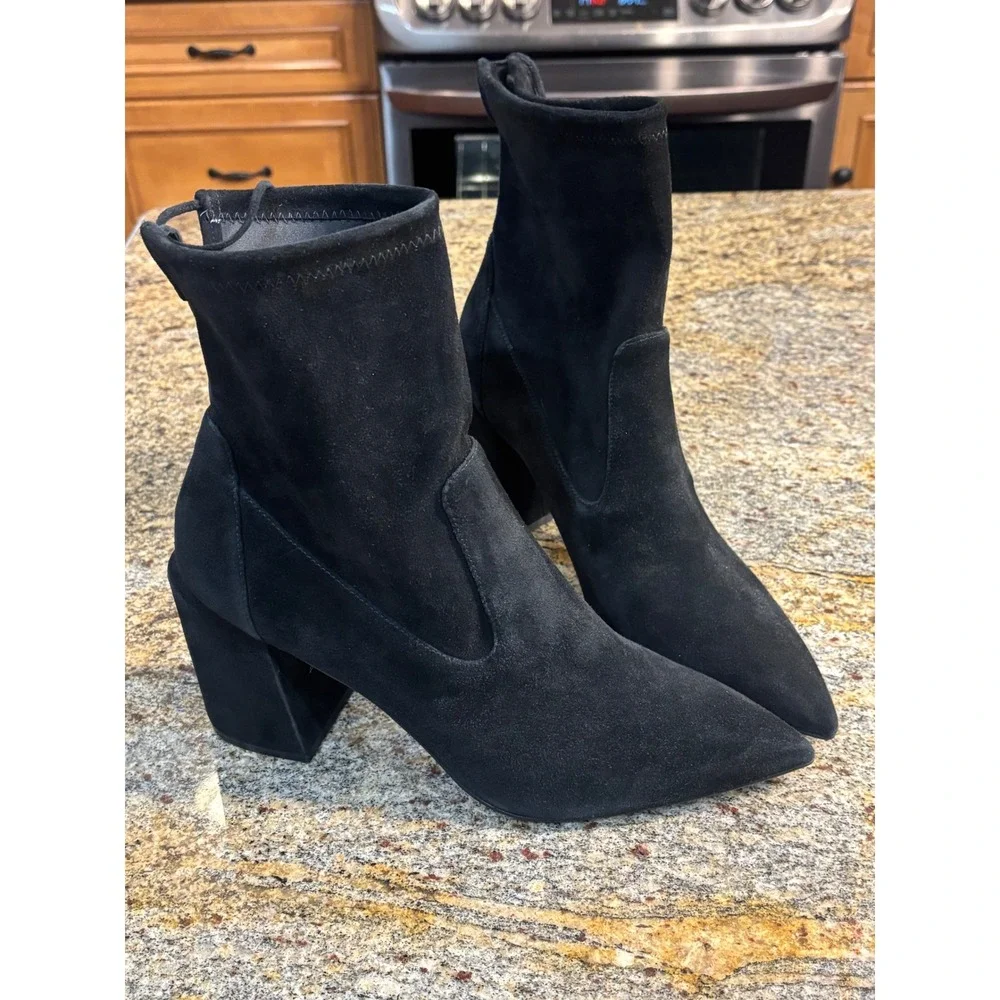 Stuart Weitzman Avenue 85 City Block Suede Boots Black‎ 11.5 Fits like 11